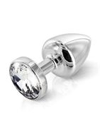 Серебристая пробка ANNI round silver plated T3 с прозрачным кристаллом - 9 см.