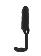 Чёрная насадка с анальной вставкой Stretchy Penis Exten and Plug No.38