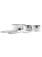 Чёрно-белый двусторонний ошейник с наручниками Reversible Collar and Wrist Cuffs