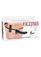 Черный страпон с вагинальной пробкой Deluxe Vibrating Penetrix Strap-On (19 см)