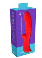 Красный вибратор Ribbed с рёбрышками (18 см)