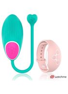 Зеленое виброяйцо с нежно-розовым пультом-часами Wearwatch Egg Wireless Watchme