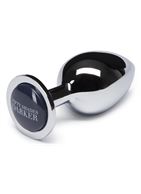 Серебристая анальная пробка DARKER BEYOND EROTIC STEEL BUTT PLUG - 8,9 см.