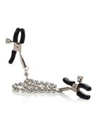 Цепь с зажимами для сосков Silver Beaded Nipple Clamps