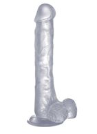 Прозрачный фаллоимитатор Realistic Cock 10 With Scrotum - 27 см.