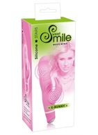 Розовый вибратор Smile Bunny с клиторальным зайчиком - 15 см.