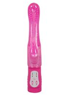 Розовый G-стимулятор с клиторальный отростком Rotating G-spot Rabbit - 25 см.