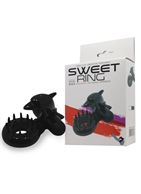 Чёрное эрекционное виброкольцо Sweet Ring с дельфинчиком