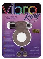 Дымчатое эрекционное кольцо VIBRO RING CLITORAL TONGUE BLACK