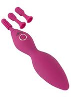 Ярко-розовый клиторальный вибратор с 3 насадками Spot Vibrator with 3 Tips (17,9 см)