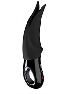 Чёрный вибратор Volta Black Line с раздвоенным кончиком (18,9 см)