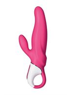 Ярко-розовый вибратор Satisfyer - Mr. Rabbit с клиторальным отростком (22,1 см)
