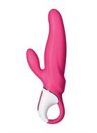 Ярко-розовый вибратор Satisfyer - Mr. Rabbit с клиторальным отростком (22,1 см)