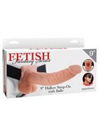 Полый страпон телесного цвета Hollow Strap-On with Balls (24 см)