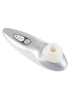 Бело-серебристый бесконтактный стимулятор клитора Womanizer Pro40