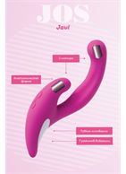 Розовый эргономичный вибратор для двойной стимуляции JOS - JAVI (22 см)