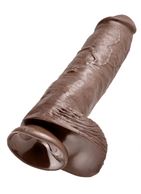 Коричневый фалоимитатор-гигант на присоске 11" Cock with Balls (28 см)
