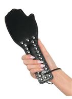 Чёрная шлёпалка в форме ладошки SPANK ME PADDLE - 28,5 см.