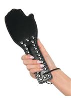 Чёрная шлёпалка в форме ладошки SPANK ME PADDLE - 28,5 см.