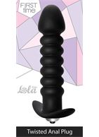 Чёрная анальная пробка с вибрацией Twisted Anal Plug (13 см)