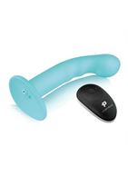 Голубая изогнутая насадка 6" Remote Control Ripple P-Spot G-Spot на черных трусиках (16 см)