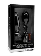 Чёрный анальный стимулятор с функцией расширения и вибрацией Inflatable Vibrating Silicone Plug - 12,2 см.