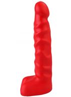 Красный анальный стимулятор с мошонкой (14 см)