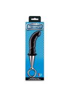 Чёрный изогнутый ребристый анальный плаг ANAL PLUG WITH PLATED HANDLE