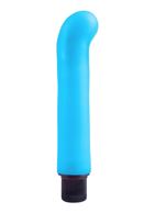 Голубой вибромассажер XL G-Spot Softees с загнутым кончиком (16,2 см)