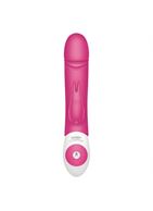 Розовый вибратор Thrusting Rabbit с функцией толкания