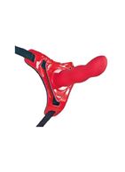 Красные трусики со сменной насадкой из силикона Strap-on Curved Dong - 13,5 см.