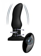 Черная анальная вибропробка Model M Curved Rimming Plug with Remote (15 см)