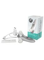 Бело-серебристый бесконтактный стимулятор клитора Womanizer Pro40