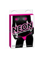Ярко-розовые вибротрусики с вырезом и пэстисы Neon Vibrating Crotchless Panty and Pasties Set