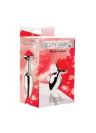 Серебристая анальная пробка с розой Red Rose Butt Plug (8 см)