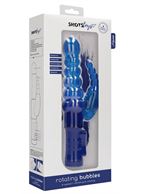 Синий вибратор кролик Rotating Bubbles (23,2 см)