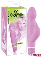 Розовый вибратор Smile Dolphin с клиторальным отростком - 16 см.