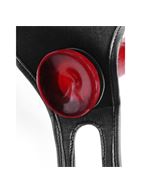 Черные виниловые женские трусики для страпона Crotchless Harness