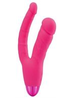 Розовый двойной вибратор INDULGENCE Rechargeable Insatiable Desire (21 см)