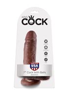 Коричневый фаллоимитатор с мошонкой 7" Cock with Balls (19,4 см)