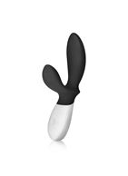 Графитовый вибромассажёр простаты Loki Wave Obsidian Black с отростком для стимуляции промежности - 19,6 см.