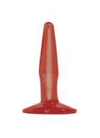 Маленькая красная анальная пробка Basix Rubber Works Mini Butt Plug - 10,8 см.