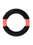 Чёрное эрекционное кольцо NEON STIMU RING 32MM BLACK/ORANGE