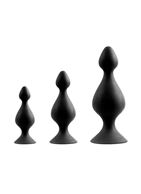 Набор из 3 чёрных анальных силиконовых втулок MENZSTUFF - 3-PIECE ANAL PAWN SET