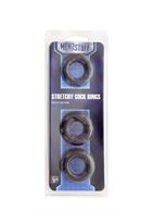 Набор из 3 чёрных эрекционных колец MENZSTUFF - STRETCHY COCK RINGS