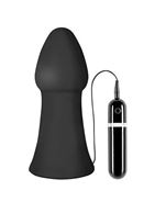 Большая чёрная вибропробка MENZSTUFF VIBRATING BUTTCRASHER CONED - 20 см.