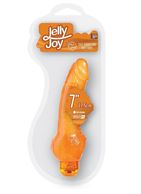 Оранжевый гелевый вибратор с широким основанием JELLY JOY 7" - 10 VIBRATING RHYTHMS (17,5 см)