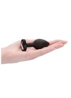 Черная анальная пробка с прозрачным стразом Diamond Heart Butt Plug (7,3 см)