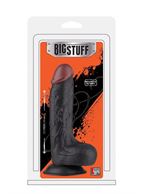 Чёрный фаллоимитатор с коричневой головкой BIGSTUFF 7.5INCH - 19 см.