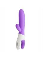 Вибратор с клиторальным стимулятором Nimble - 18 см.